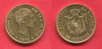 Spanien Spain 25 Pesetas Gold Alfonso XII (1874-1885) 2. Portrait -