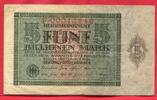 Deutschland Inflation Weimarer Republik 5 Billionen Mark Reichsbanknote Serie F -