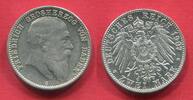 2 Mark Silber Kursmünze 1907 Baden Großerzog Friedrich ss-vz