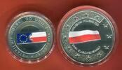 Polen 10 Zloty Silber teilcoloriert & Silbermedaille Polens Beitritt zur Europäischen Union Set inkl. Medaille aus Sterling Silber -