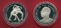 Gambia 20 Dalasis Silbermünze Olympische Sommerspiele 1992 Barcelona - Wrestling -