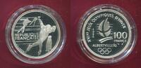 Frankreich 100 Francs Silbermünze Olympische Winterspiele 1992 Albertville - Eisschnelllauf -