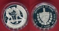 Kuba, Cuba 5 Pesos Silbermünze Olympiade in Barcelona 1992 - Boxen -