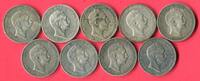 Preußen 9 x 5 Mark Silbermünzen Kaiser Wilhelm II. - Lot - Neun Jahrgänge -