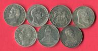 Bayern, Baden, Hamburg, Preußen, Württemberg 7 x 3 Mark Silbermünzen Kaiserreich Lot 7 Typen -