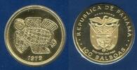 Panama 100 Balboas Gold Pre Columbian Art Golden Turtle -
