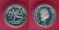 Cook-Inseln 10 Dollars Silbermünze Winterolympiade Albertville 1992 - Langlauf -