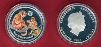 Australien 1 Dollar Silbermünze mit Farbauflage Australian Lunar Series II - Year of the Monkey - Jahr des Affen -