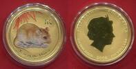 Australien Australia 100 Dollars Gold 2008 Jahr der Maus Mouse Lunar Serie II Coloured Offizielle Fa