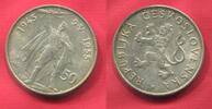 50 Korun Kronen Korona 1955 Czechoslovakia Tschechoslowakei 10th Anniversary Liberation Befreiung 1945 - 1955 f. Prfr.  patina