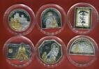 Cook Islands 6 x 5 Dollar aufwendig gestaltete Silbermünzen Santa Sindone, Journey to Spain & to Great Britain, Natalis Domini etc. -
