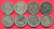 Kaiserreich 8 x 5 Mark Silbermünzen 1874 - 1914 Lot aus acht 5 Mark-Münzen, verschiedene Typen diffe