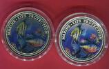 Liberia 1 (Cu/Ni) + 5 Dollars (Silber) Set coloriert Schutz der Meeresfauna - Korallenfische - Set -
