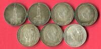 Drittes Reich III. Reich 7 x 5 Mark Silber 1934-1938 Lot aus sieben 5 Mark-Münzen - hübsch erhalten, mit Patina Lot, bitte Bild ansehen
