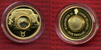 Cook Islands 1 Dollar Edelsteine Zodiac Sternzeichen Cook Islands 1 Dollar Sternzeichen Stier mit Edelsteinen vergoldet PP Picture