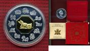 Kanada, Canada 15 Dollars Silber mit Teilvergoldung Kanada 15 Dollars 1999 Lunar Serie Jahr des Hasen OVP Year of the Rabbit Picture