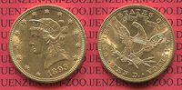 USA 10 Dollars Gold Liberty Eagle USA 10 Dollars Liberty, Frauenkopf, 1893 Coronet Head Gold Picture