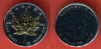 Kanada 5 Dollars Silbermünze mit Goldapplikation Maple Leaf - teilvergoldet -