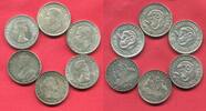 Australien, Australia Lot Silber 1 Shilling verschiedene Typen Georg George V., VI. Elisabeth II. Type Collection 6 Münzen -