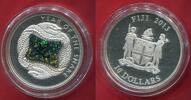 Fiji Inseln Islands 10 Dollars 1 Unze Ounce Silber Lunar Jahr der Schlange Year Of The Snake mit Opal -