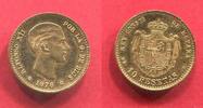 Spanien Spain 10 Pesetas Gold Alfonso XII.Official Restrike Rare Keydate -