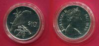 Fidschi Inseln Fiji 10 Dollar Silber Schwarzstirnpapageiamadine -