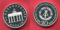 Eastern Germany DDR GDR 20 Mark Silber 1990 Öffnung Brandenburger Tor am 22. Dezember 1989 Silber Proof Gate Opening
