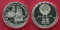 Russland, UDSSR, USSR CCCP 25 Rubel Palladium 1 Unze Ounce Roubles 250th Anniversary of the Foundation of Russian America Novo-Arkhangelsk 1799 -