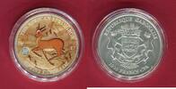 Gabun 1000 Francs CFA Silbermünze coloriert 50 Jahre Springbock -