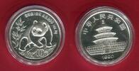 China Volksrepublik PRC 10 Yuan Panda 1 Unze Silber 1990 Panda - Small Date 1 ohne Fuss Gem BU with Caps