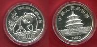 China Volksrepublik PRC 10 Yuan Panda 1 Unze Silber 1990 Panda - Small Date 1 ohne Fuss BU with Caps