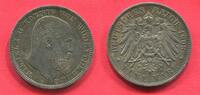 Württemberg 5 Mark Silber Kursmünze, König Wilhelm II Standard Circulation Coin -