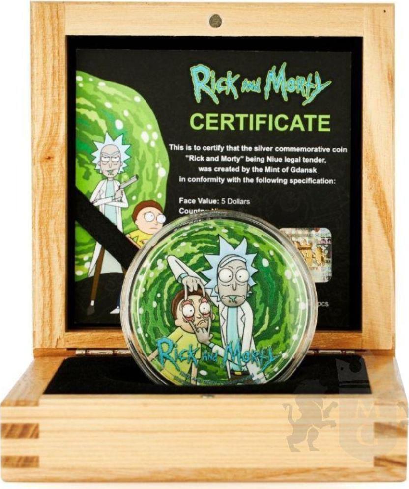 5 Dollars RICK AND MORTY 2 Oz Silver Coin 5$ Niue 2023 Antique Finish |  MA-Shops