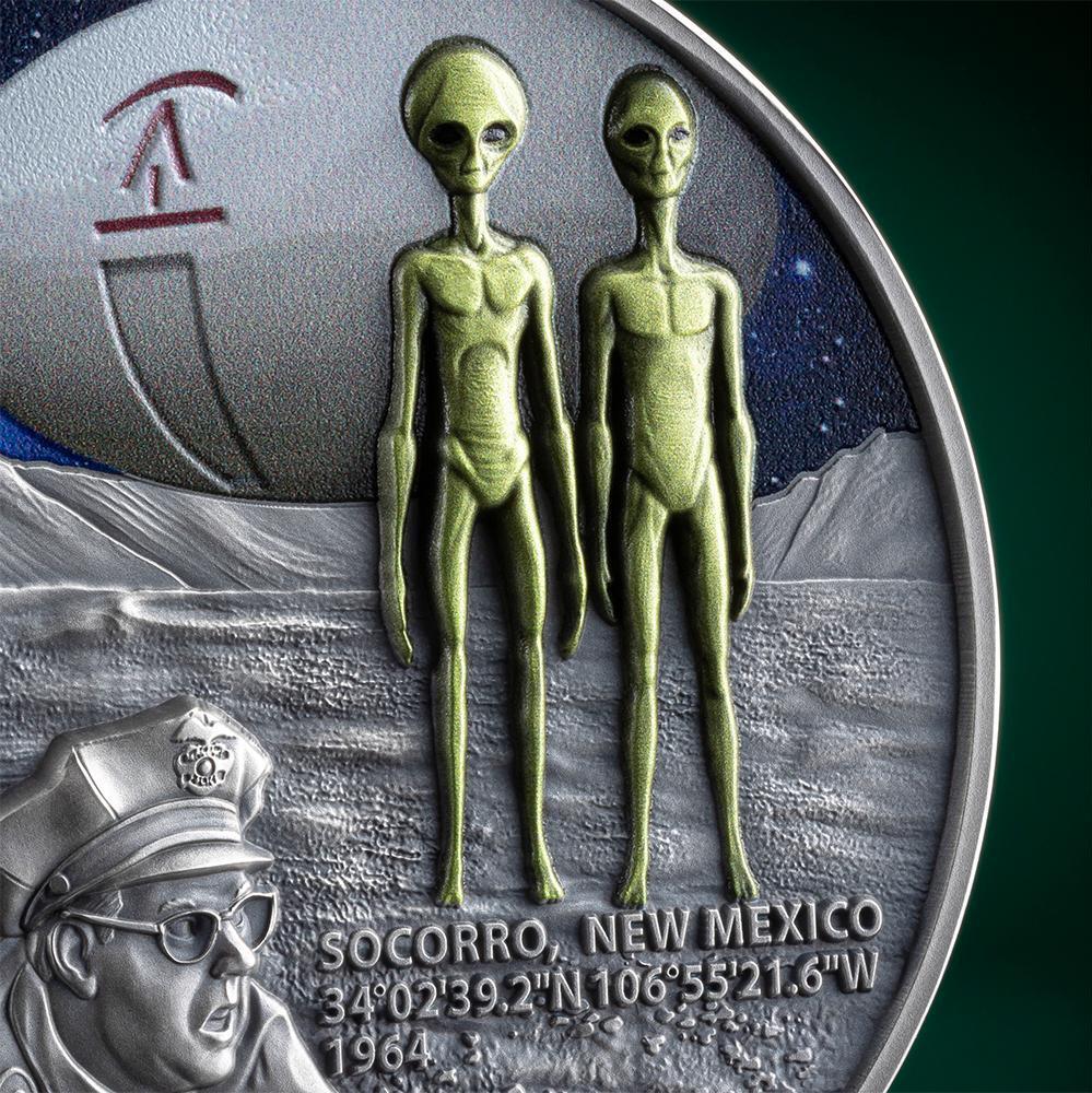 SOCORRO UFO INCIDENT Interstellar Phenomena 2 Oz Silver Coin 2000