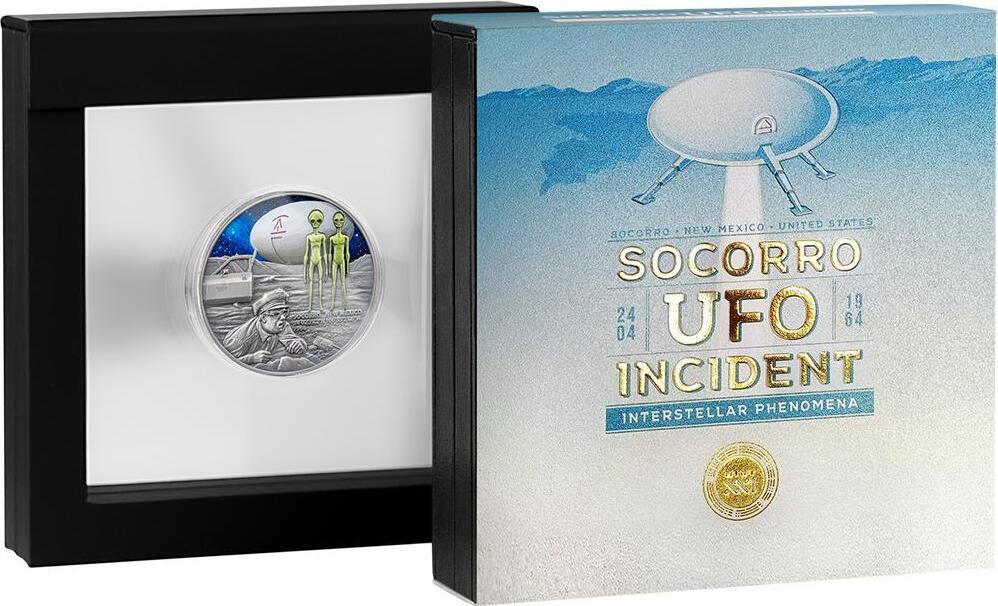 SOCORRO UFO INCIDENT Interstellar Phenomena 2 Oz Silver Coin 2000
