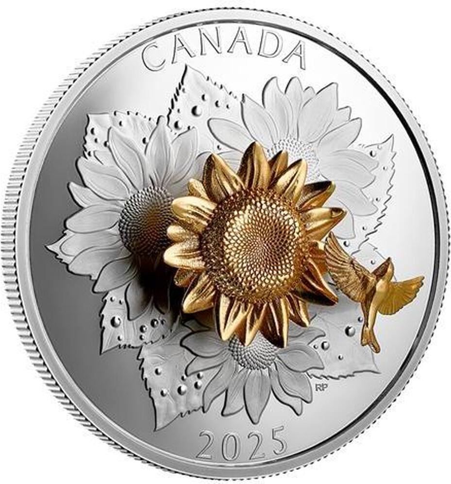 50 Dollars GOLDFINCH AND THE BLOOM 5 Oz Silver Coin 50$ Canada 2025 Proof |  MA-Shops