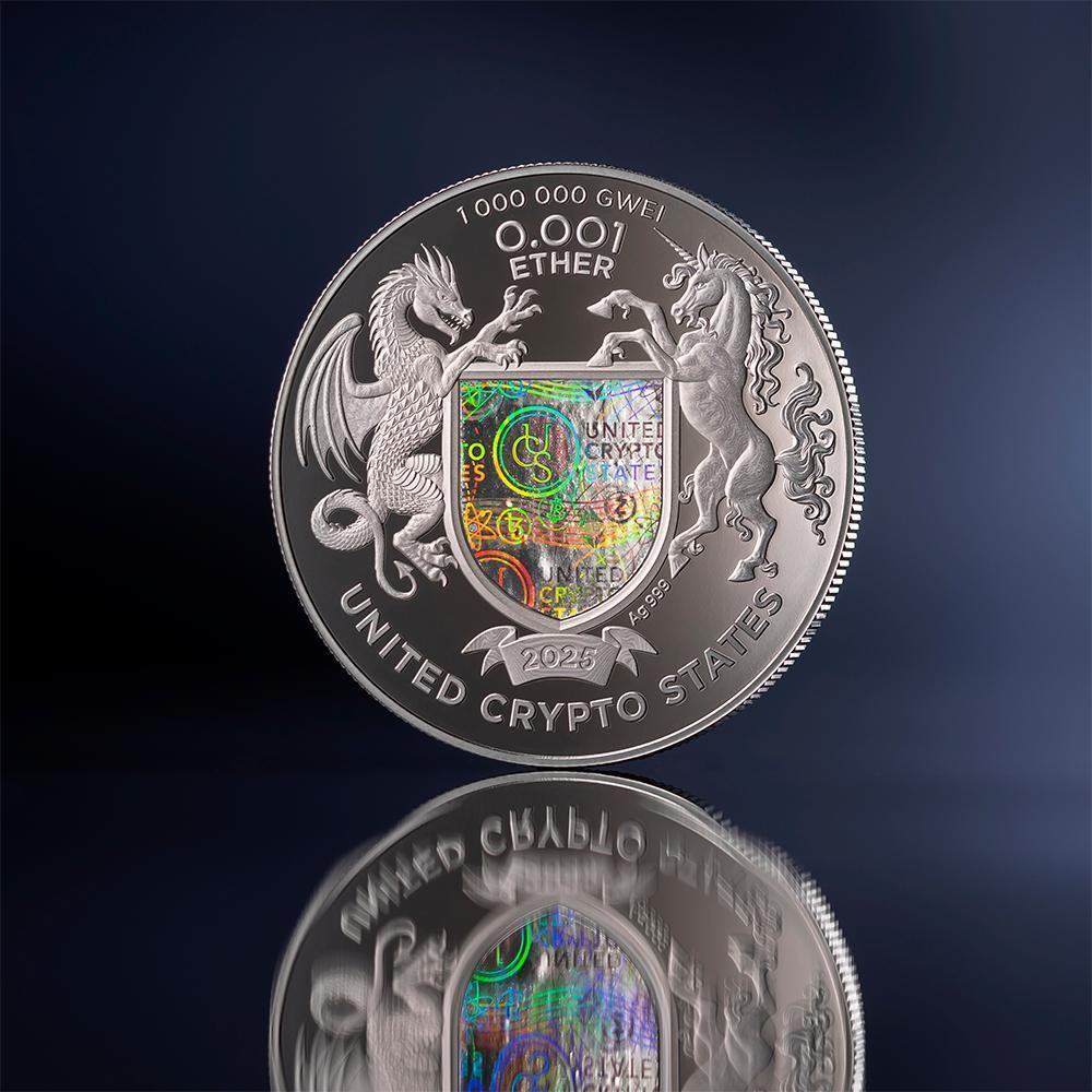 0.001 Ether ETHEREUM 1 Oz Silver Coin 0,001 Ether United Crypto States 2025  Proof | MA-Shops
