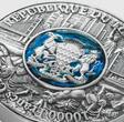 CLASH OF ERAS Jurassic 2 Oz Silver Coin 10000 Francs Chad 2025 Antique Finish