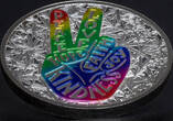 PEACE AND LOVE Peace 1 Oz Silver Coin 1000 Francs Benin 2019 Proof