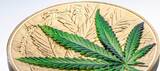 MARIJUANA Cannabis Sativa Gilded Leaf 1 Oz Silver Coin 1000 Francs Benin 2021 Proof