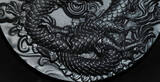 2023 COILED DRAGON Obsidian Black 5 Oz Silver Coin 18888 Francs Chad 2024 BU - Brilliant Uncirculated