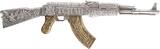 ASSAULT RIFLE Gilded 2 Oz Silver Coin 10000 Francs Chad 2024 Antique Finish