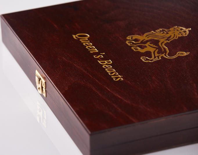 WOODEN CASE Box Queen Beasts Series 1 Oz Display 10 Gold Coins Holder