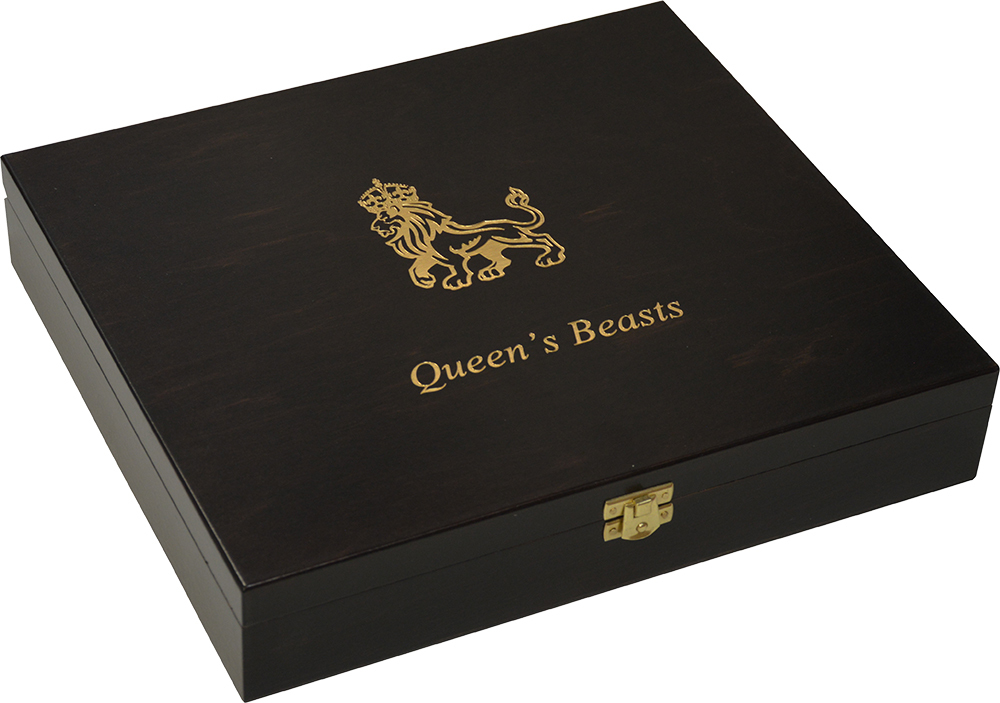 WOODEN CASE Box Queen Beasts Series 2 Oz Display 10 Silver Coins Holder
