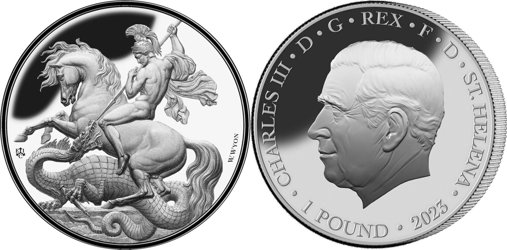 ST GEORGE AND THE DRAGON 1 Oz Silver Coin 1 Pound Saint Helena