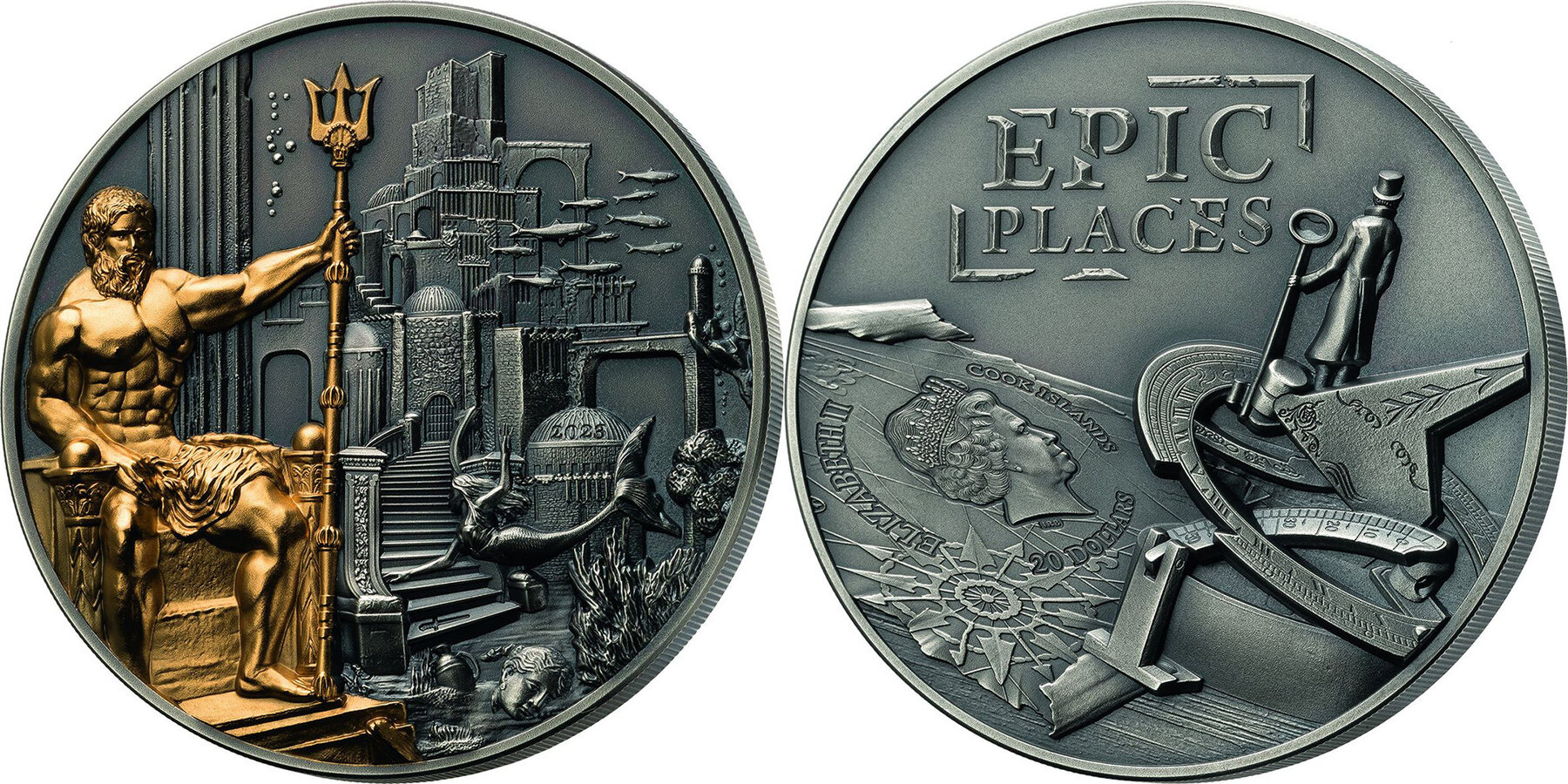 20 Dollars ATLANTIS Epic Places 3 Oz Silver Coin 20$ Cook Islands 2023  Antique Finish | MA-Shops