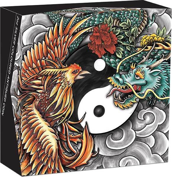 2 Dollars DOUBLE DRAGON AND DOUBLE PHOENIX Ying Yang 2 Oz