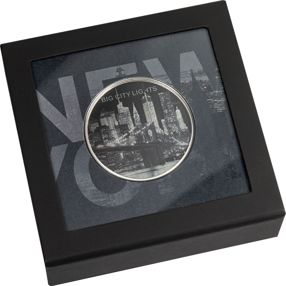 5 Dollars NEW YORK Big City Lights 1 Oz Silver Coin 5 Cook Islands