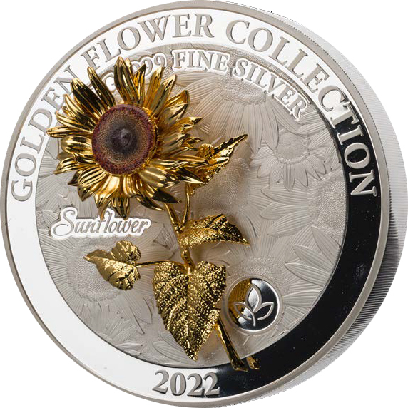 25 Dollars SUNFLOWER Golden Flower Collection 1 Kg Kilo Silver Coin 25 Samoa 2022 Proof