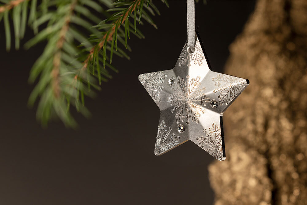 2017年　STAR SHAPED CHRISTMAS 1oz銀貨 5 Dollars SNOWFLAKE STAR Holiday Ornament 1 Oz Silver Coin 5$ Cook